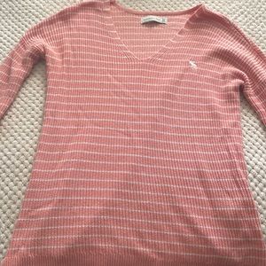 Abercrombie & Fitch sweater. Pink with white stripes. Size: xs